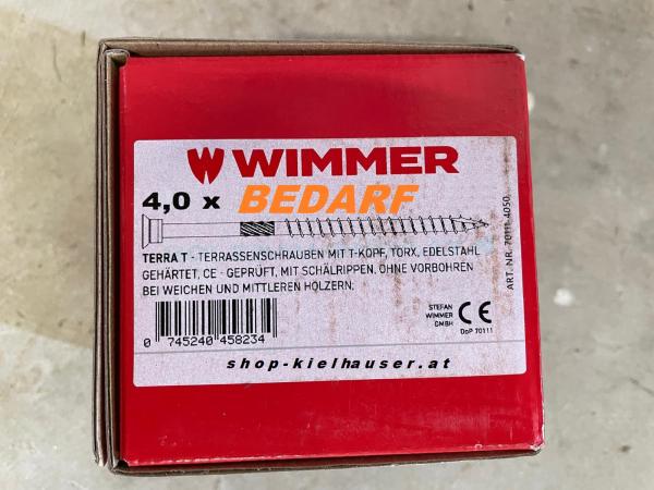 Terrassenschrauben 4,0 - 4,5 - 5,0mm T-Kopf, Torx, Edelstahl gehärtet